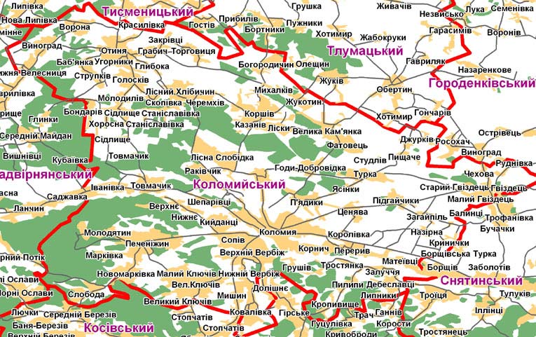 Kolomyia Raion map